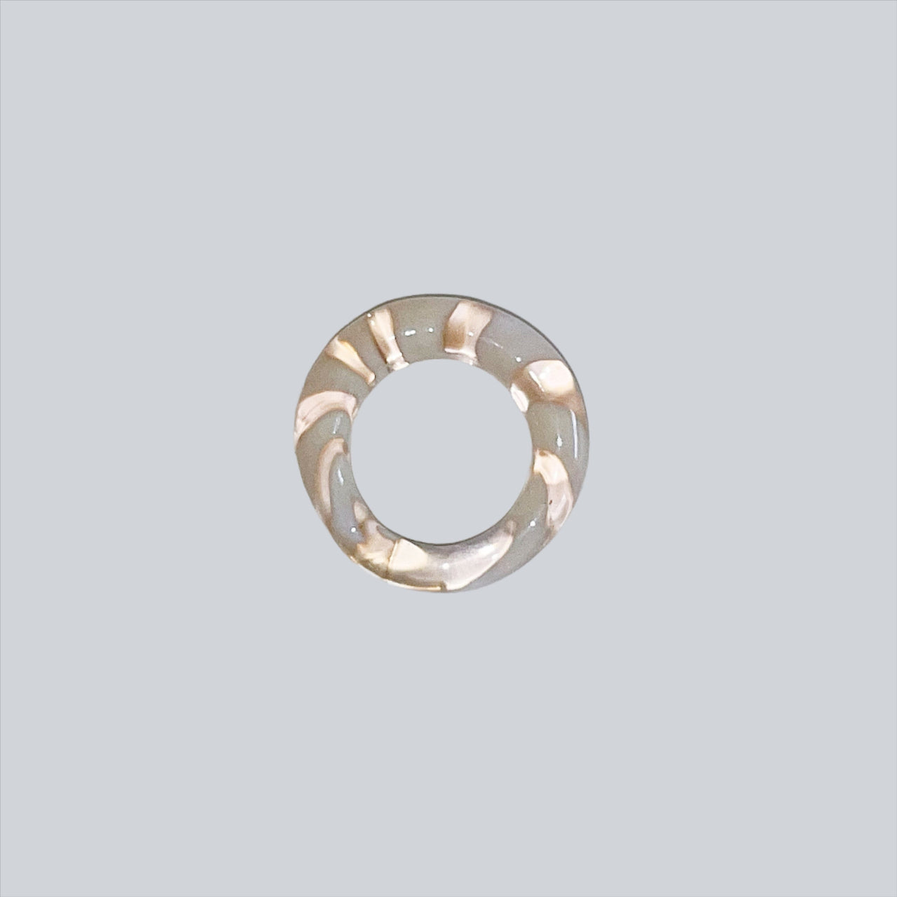 Pink Cream Spiral Glass Ring