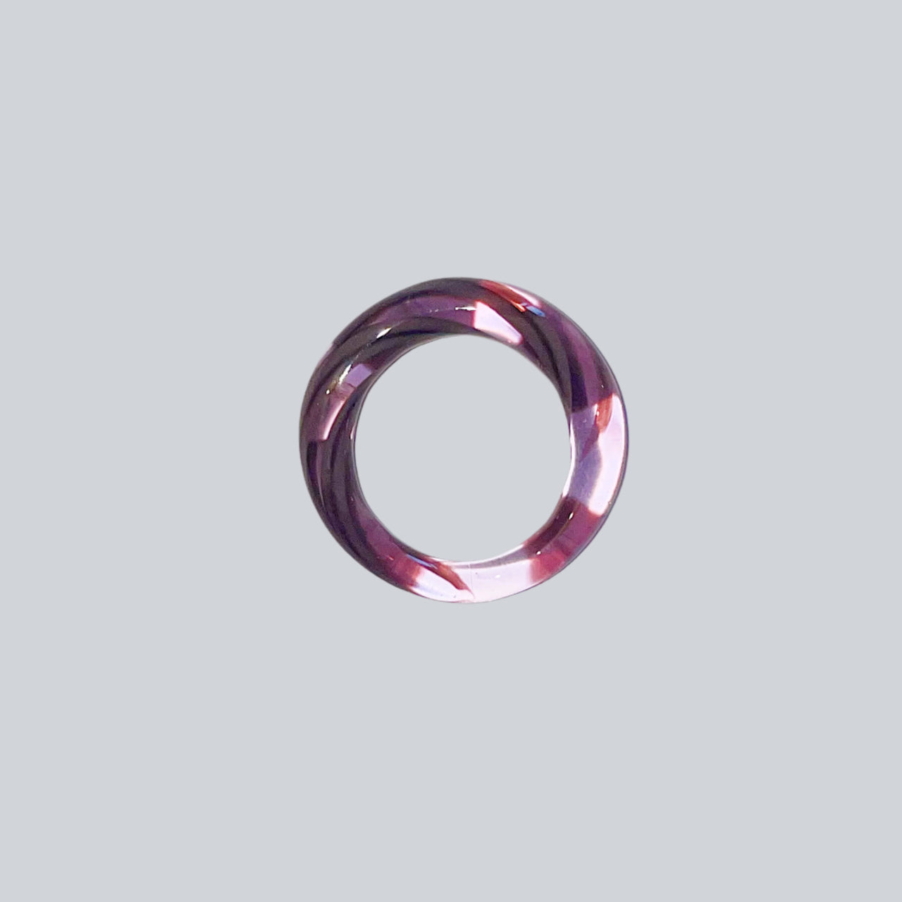 Prismatic Purple Spiral Glass Ring