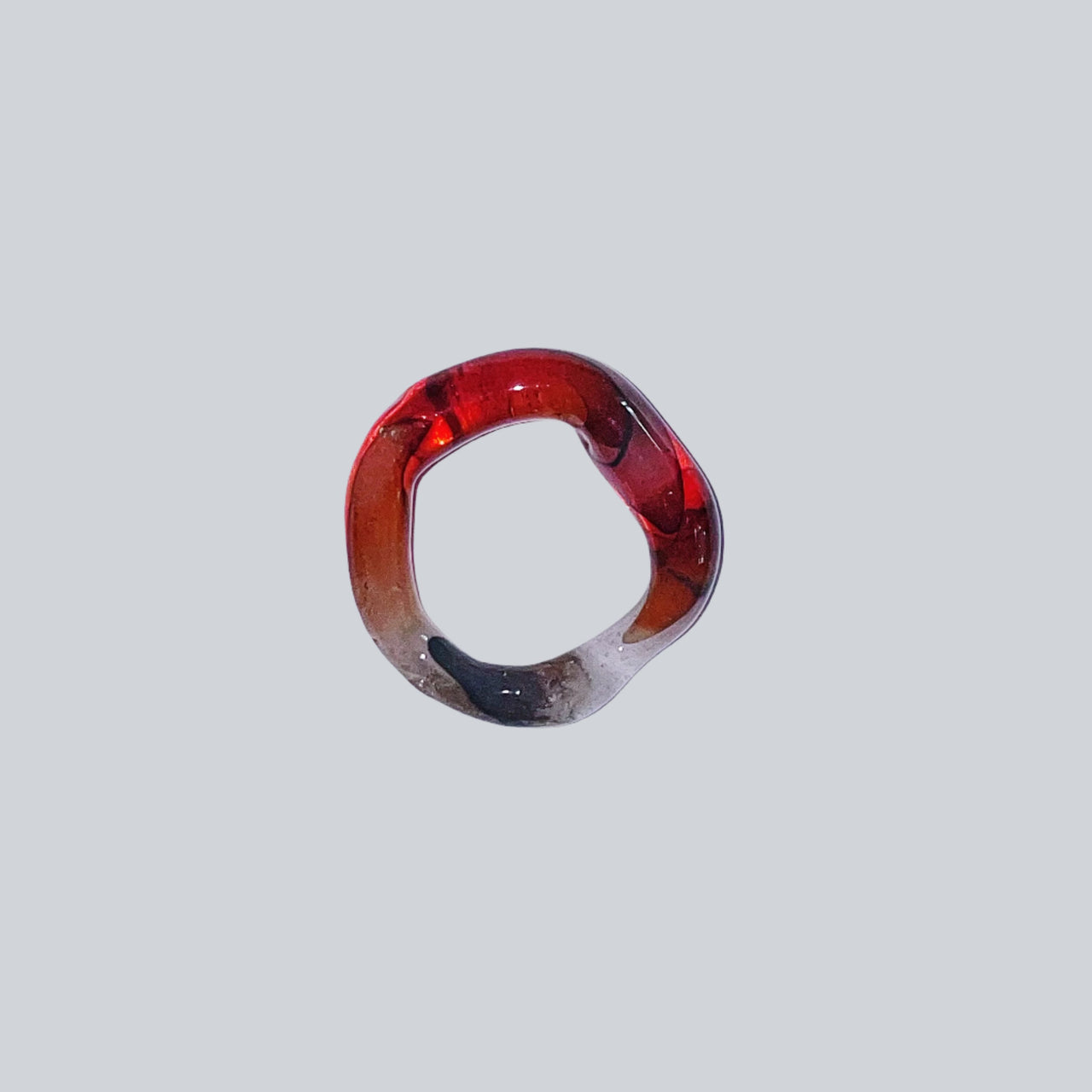 Burnt Orange Squiggle Glass Ring